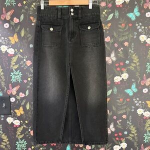 We The Free Black Midi Skirt